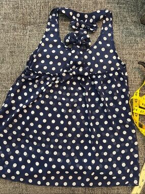 Ing Navy Blue and White Polka Dot Racerback Tank Top